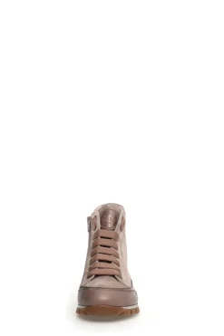New Candice Cooper Janis Strip I Leather + Velour High Top Sneakers | Taupe Shoes