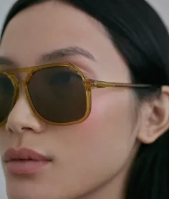 Discount Carla Colour VITO CARAMELLA / oversized, yellow aviator sunglasses Accessories