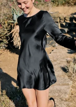 Discount Ciao Lucia Patrice Black Satin Dress Dresses