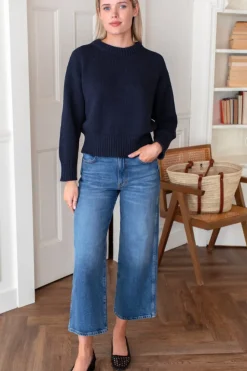 Hot Cozy Organic Cotton Sweater Navy Organic Tops