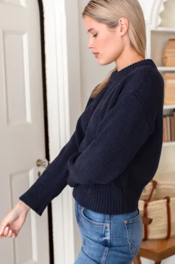 Hot Cozy Organic Cotton Sweater Navy Organic Tops