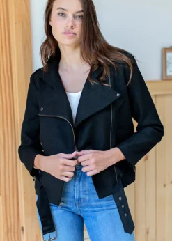Best Emerson Fry Irving Moto Jacket - Black Linen Outerwear