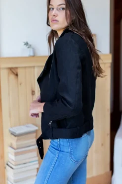 Best Emerson Fry Irving Moto Jacket - Black Linen Outerwear