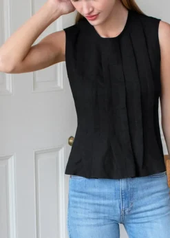 Online Emerson Fry Plait Long Top in Black Tops