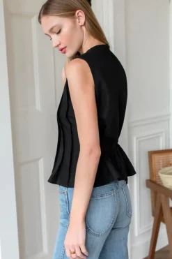 Online Emerson Fry Plait Long Top in Black Tops