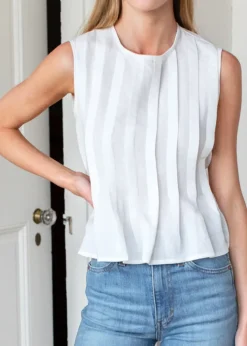 Emerson Fry Plait Long Top in White Tops
