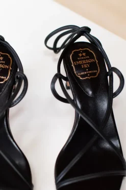 Emerson Fry Tie Up Heels in Black Leather Shoes