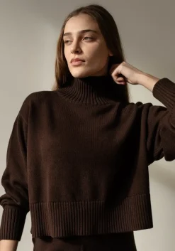 Online First Rite Cotton Crop Knit Walnut Tops