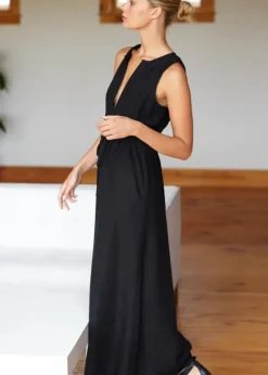 New Grecian Keyhole Dress in Black Dresses