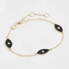 Jennifer Zeuner Nazar Romy Bracelet in Gold/ Black Enamel Handmade Jewelry