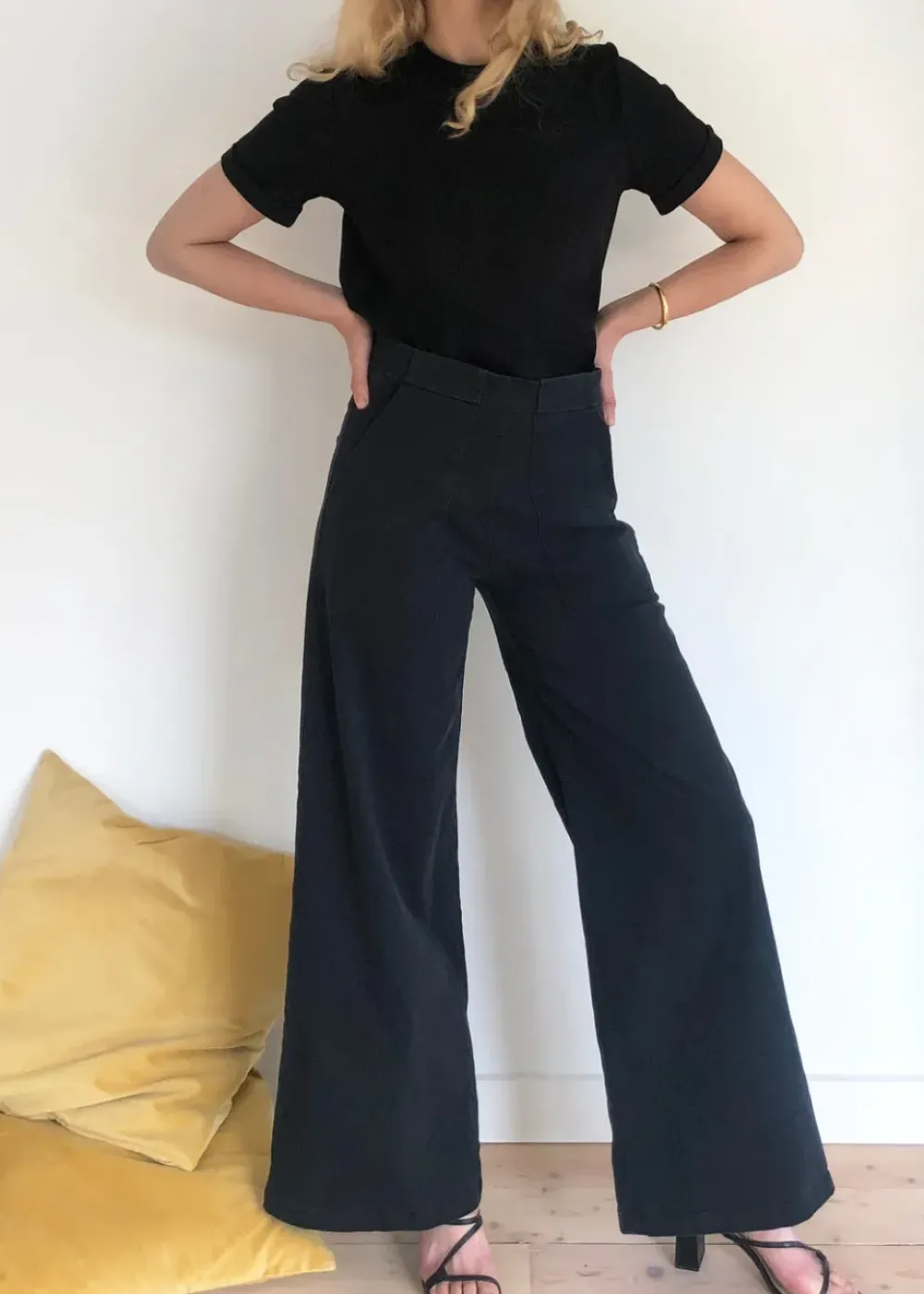 New Long Sabrina Denim Pants | Black Bottoms