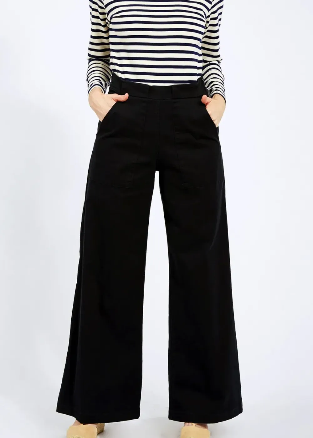 New Long Sabrina Denim Pants | Black Bottoms