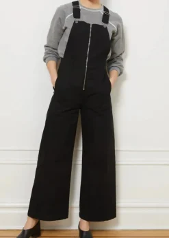 Hot Loup Madelyn Zip Front Overalls in Black Bottoms