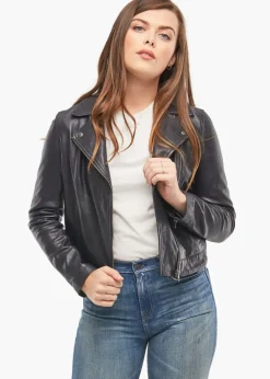 Clearance Maha Ethically Made Black Leather Moto Jacket Outerwear