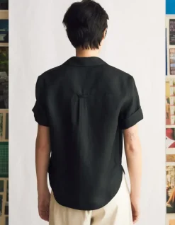 Sale Naomi Nomi Studio Shirt in Black Linen Tops