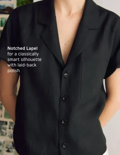 Sale Naomi Nomi Studio Shirt in Black Linen Tops