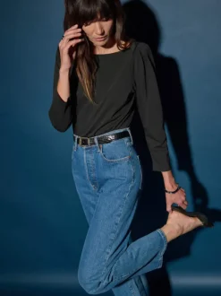 Discount Nation LTD Amelie Envelope Neck Top in Jet Black Tops