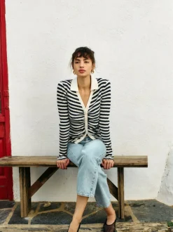 Nation LTD Ami Henley Pointelle Stripe Tops