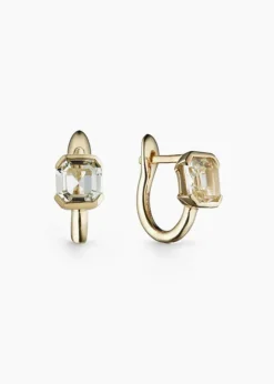 Discount Otiumberg Domino White Topaz Huggies in 9kt Solid Gold Handmade Jewelry