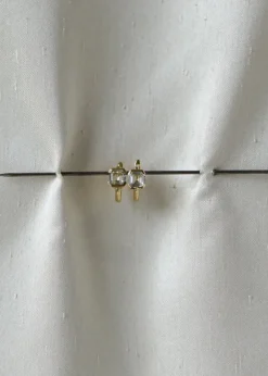 Discount Otiumberg Domino White Topaz Huggies in 9kt Solid Gold Handmade Jewelry