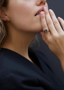 Best Otiumberg Smokey Quartz Domino Ring in 9kt Solid Gold Handmade Jewelry