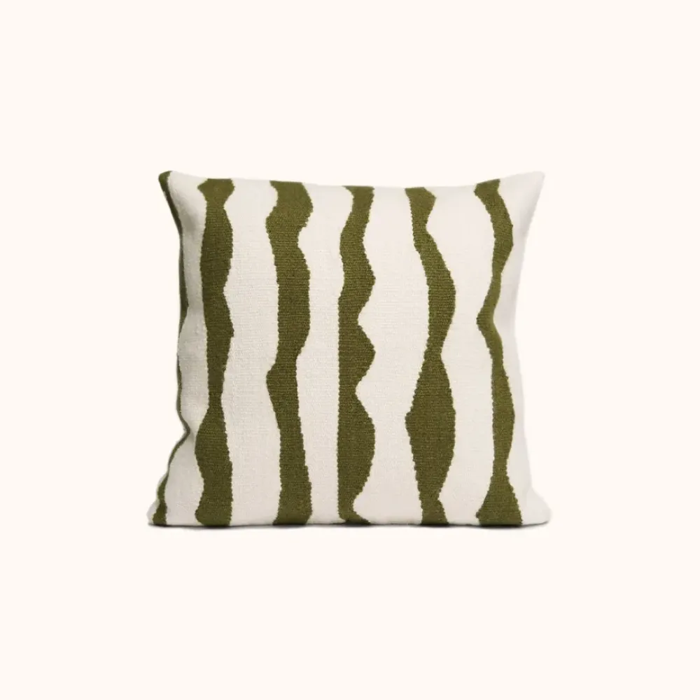 Outlet Paso Throw Pillow in Natural/Moss Handmade Beauty | Wellness