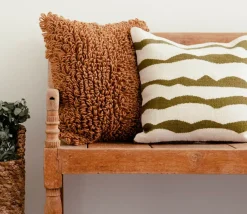 Outlet Paso Throw Pillow in Natural/Moss Handmade Beauty | Wellness