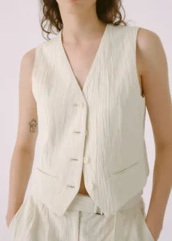 Clearance Sayaka Davis Four Button Vest Ivory Tops
