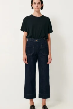 Sale Seakey Crop Denim in Dark Rince Bottoms
