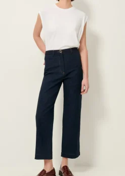 Sale Sessun Cookie High Rise Wide Leg Denim in Dark Indigo Bottoms