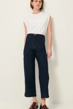 Sale Sessun Cookie High Rise Wide Leg Denim in Dark Indigo Bottoms