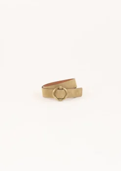 Outlet Sessun Tisao Suede Leather Belt in Amande Accessories