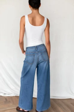 New Super Wide Leg - Medium Light Wash Bottoms