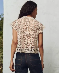 Outlet The Great Lattice Top in Cream Tops