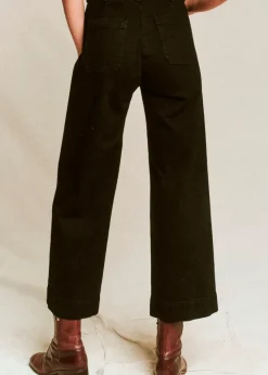 Discount The Great Seafair Wide Leg Jeans Denim in Stone + Black Bottoms