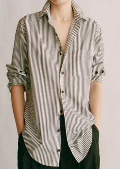 Clearance The New Oxford in Black Stripe Cotton Tops