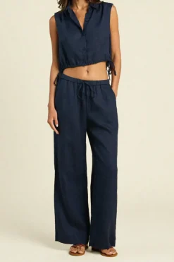 Online Trovata Vera Pants in Navy Linen Bottoms