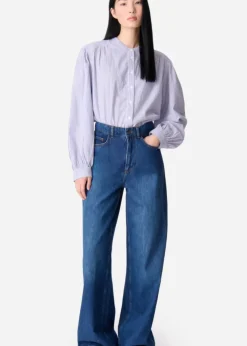 Outlet Vanessa Bruno Chouchou Blouse Blue Stripe Tops