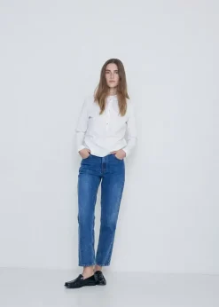 Hot Yerse Cotton Ruffle T-Shirt in White Tops